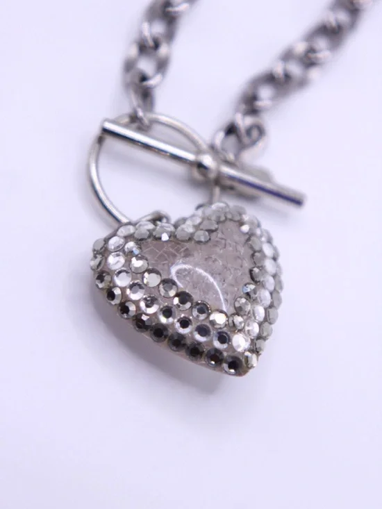 Tarina Tarantino Silver Heart Charm Toggle Necklace 18” - Picture 4 of 10